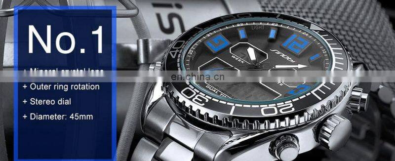 SINOBI Fashion Luxury Men Sports Digital Watch S9731G Online Dual Watch Waterproof Quartz Watches Jam Tangan Pria