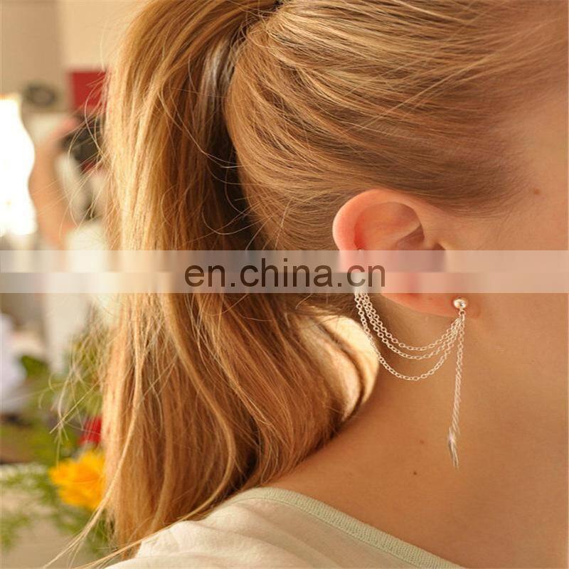 Alloy Ear Clip Leaf Tassel Earrings For Women Gift Ear Cuff Fashion Personality Earrings Jewelry