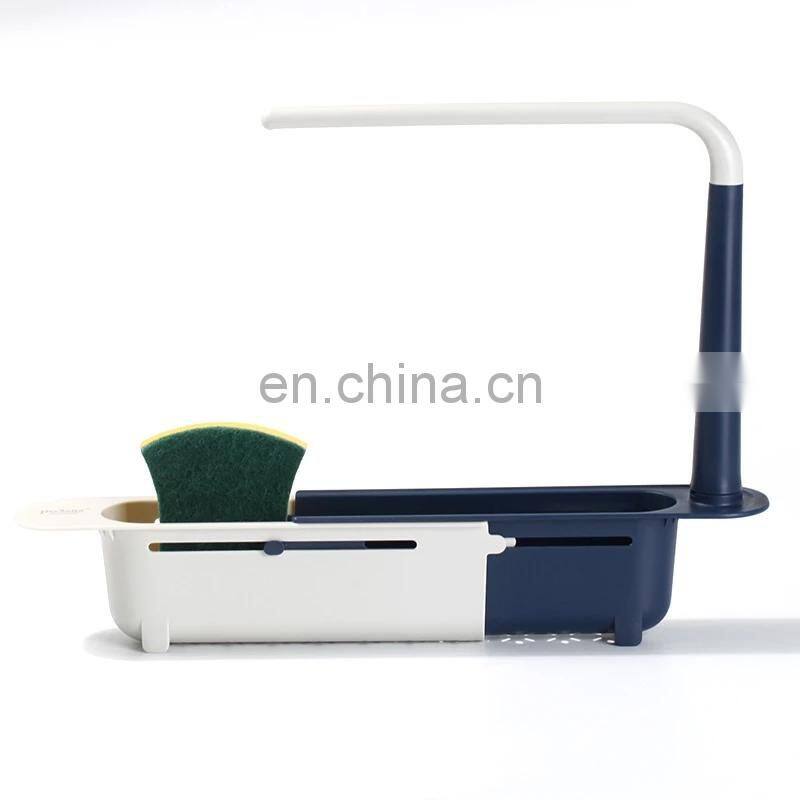 Telescopic Sink Shelf Kitchen Sink Organizer Soap Sponge Holder Towel Drain Rack Storage Basket Kitchen accessories gadget