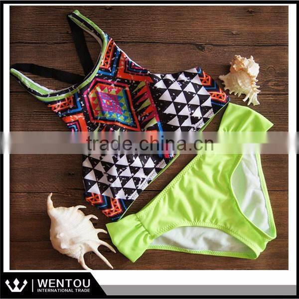 2016 New Sexy High Neck Bandage Swimwear Ladies Push Up Swimsuit Bikini Set