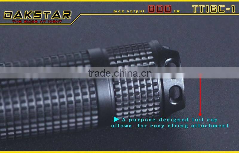 DAKSTAR TT16C-1 CREE XML T6 LED 800LM 18650 Aluminum Rechargeable Police Emergency Camping Minin LED Flashlight