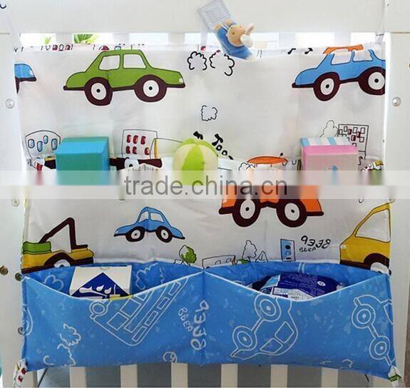 Baby cartoon Cot Bed Hanging Storage Bag hanging pockets