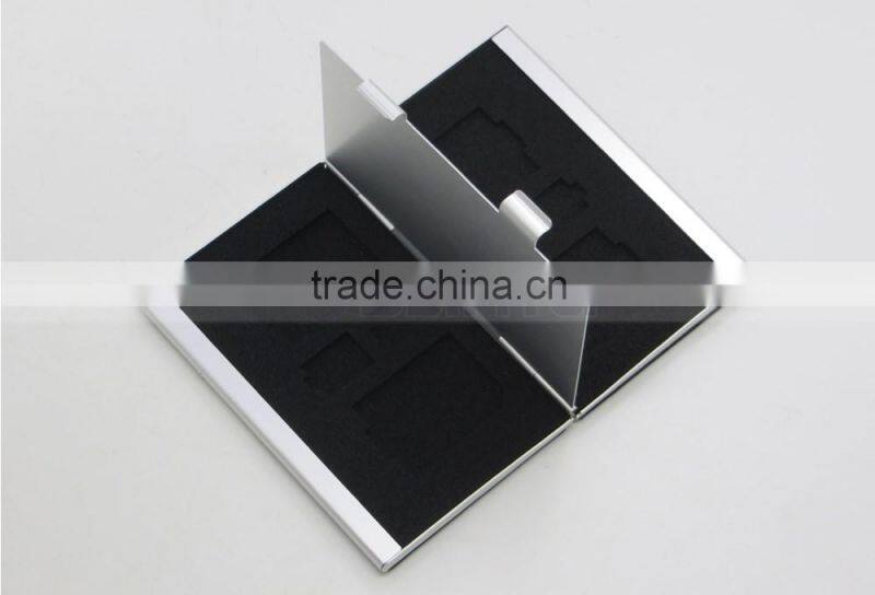 Leather Aluminum EVA Memory card Carrying Case for 4x SD Card and 4x TF Card