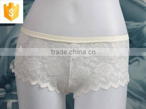 Ladies hot white flower lace wave side garment panty