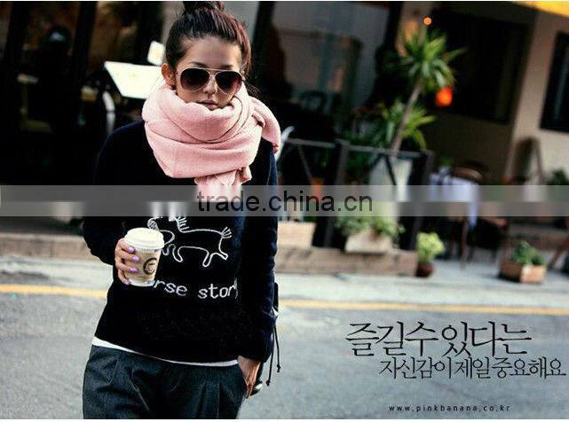 Wholesale Long Acrylic Knitted Plain Fashion Ladies Winter Scarf