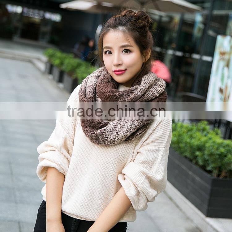 Korea Fashion Ladies Long Acrylic Knit Gradient Scarf