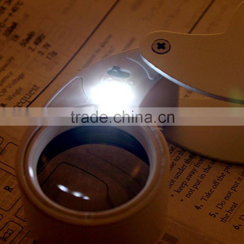 40X 25mm Magnifying Power Jeweler Loupe LED Loop Magnifier Glass
