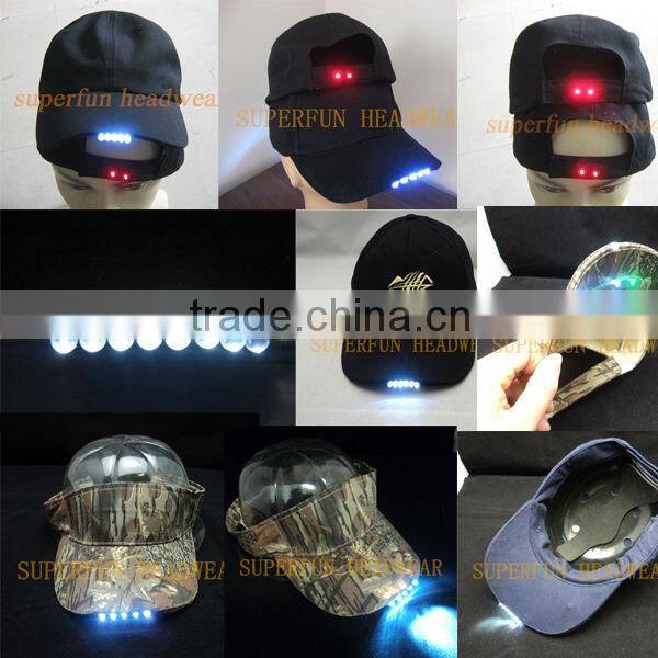 camo material white and green LED colors fast and closed hunting caps