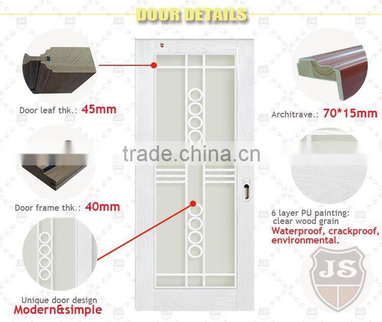 Top fashion wood glass door design white painting four sliding doors for exterior