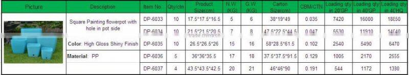 Wholesale garden square shaped ceramic decorative indoor pp plastic planters flowerpot