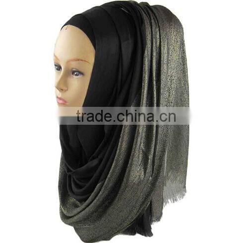 >>New arrival fashion shining women plain muslin hijab scarf/