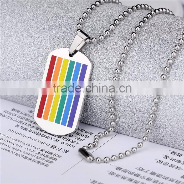 enamel rainbow stainless steel pendant men dog tag