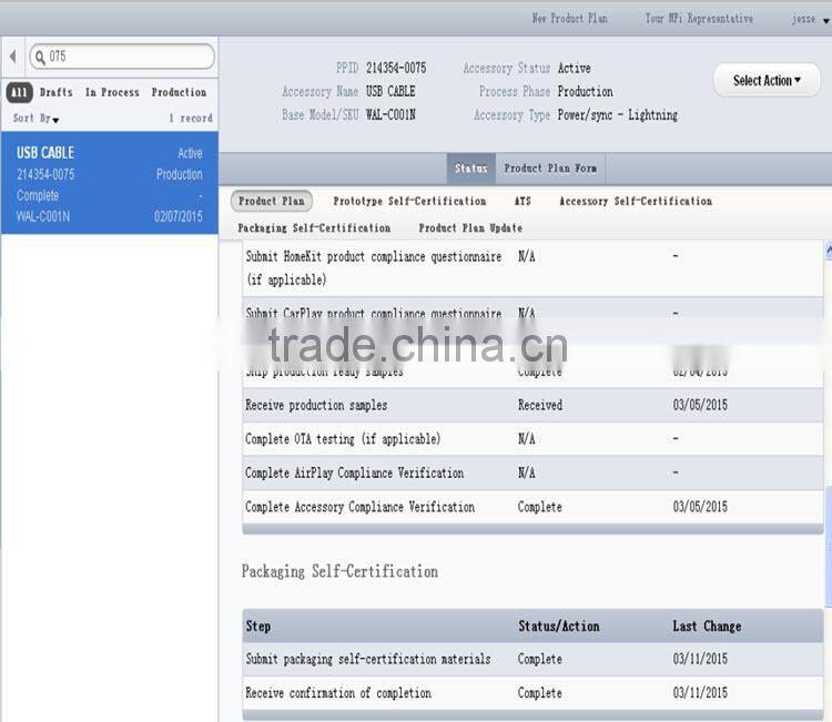 walnut MFI sync 1.2m cable for iphone 5/iPhone6/iPhone 6 plus