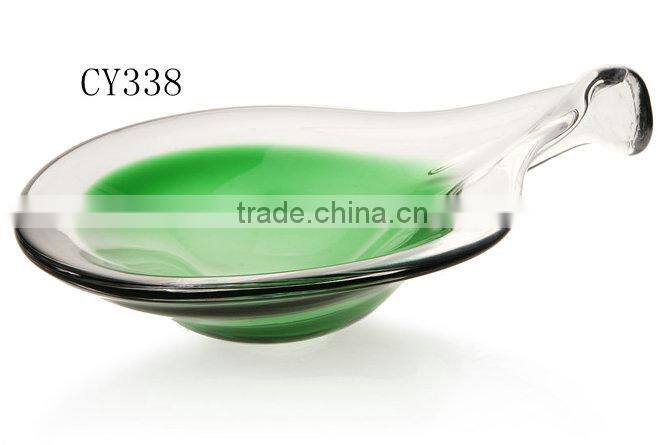 Clear Glass plate Fruit or Console Bowl-Outside Tear Drop Shapes