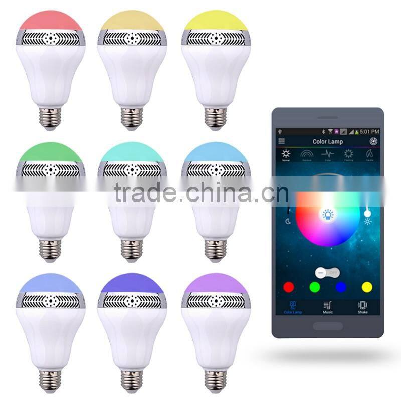 2016 High sound quality E27 Base Rgb colorful bluetooth speaker led wireless portable speaker led music Bulb