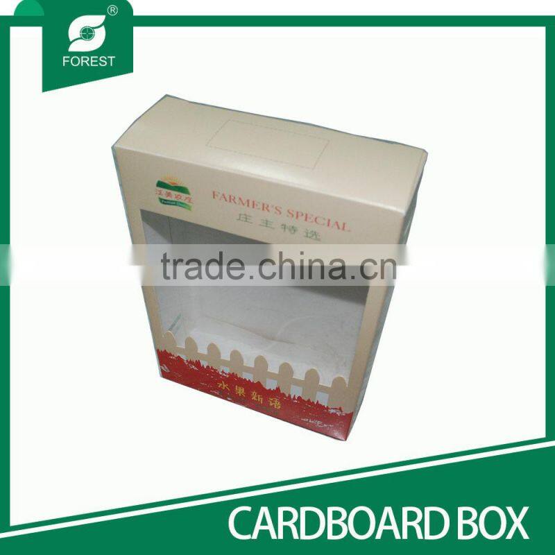 DECORATIVE CARDBOARD PACKING BOX FOR FRUIT WITH PVC WINDOW
