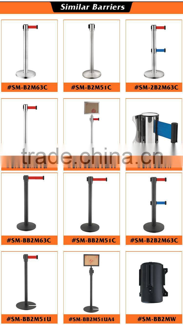 Economy Streching Retract Belt Safety Crowd Control Watiing Queue Management Line Stainless Steel Barrier Post