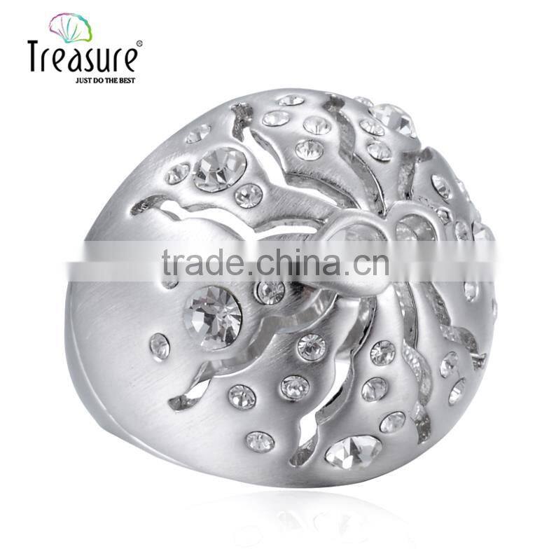 Treasure Factory 2015 new design rings silver jewelry hollow out spider shape set auger alloy ring