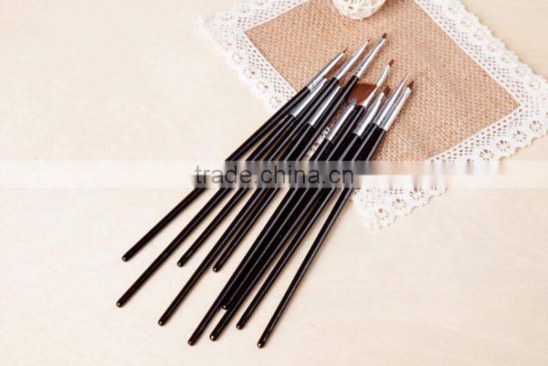 2015 black handle nail dust brush 10pcs acrylic nail art brush set