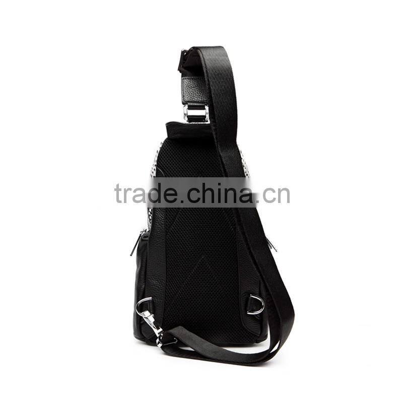 Factory fashion design genuine leather chest bag shoulder bags for man