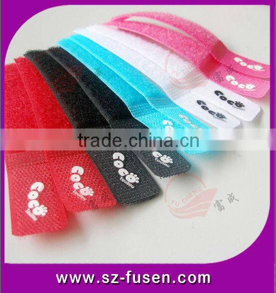 hot sale magic tape cable tie colorful hook and loop battery ties with logo print