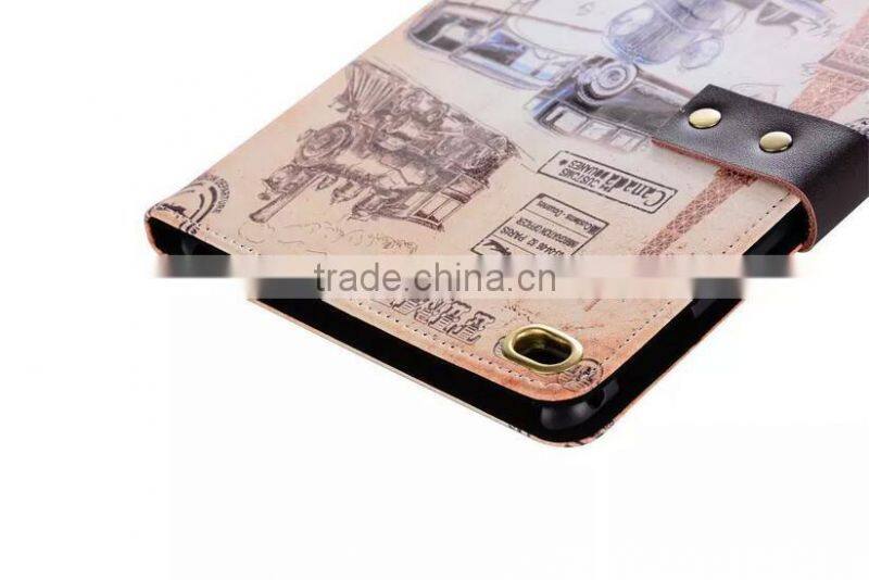 Retro Colorful Painting Flip Standing Pu Leather Case For iPad Pro With Sleeping Function