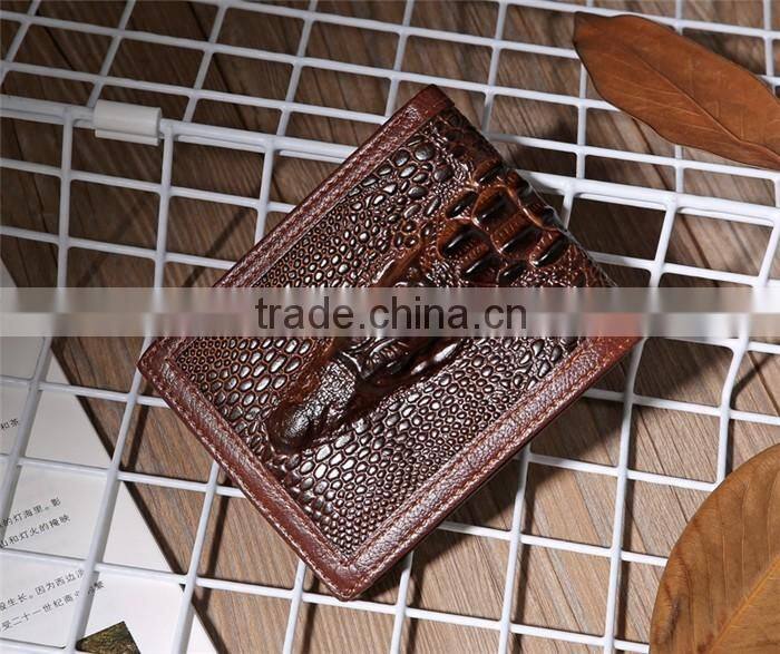 Male Business Genuine Leather Coin Purse 3D Crocodile Wallet for Men