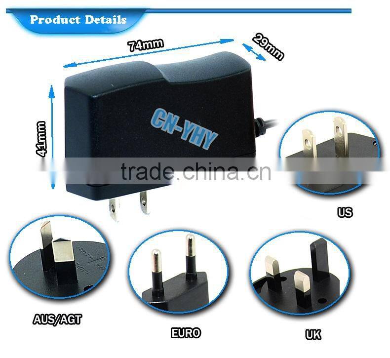 ac adaptor 10v 500ma 5W for USA, Australia, European etc