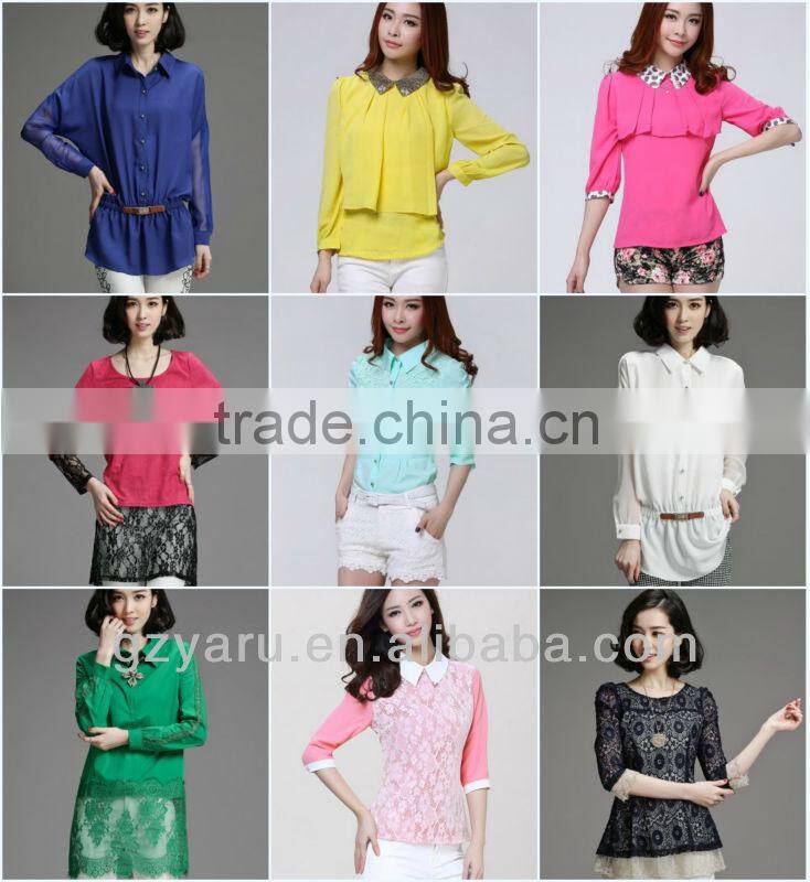 wholesale ladies 3/4 sleeve blouse designs