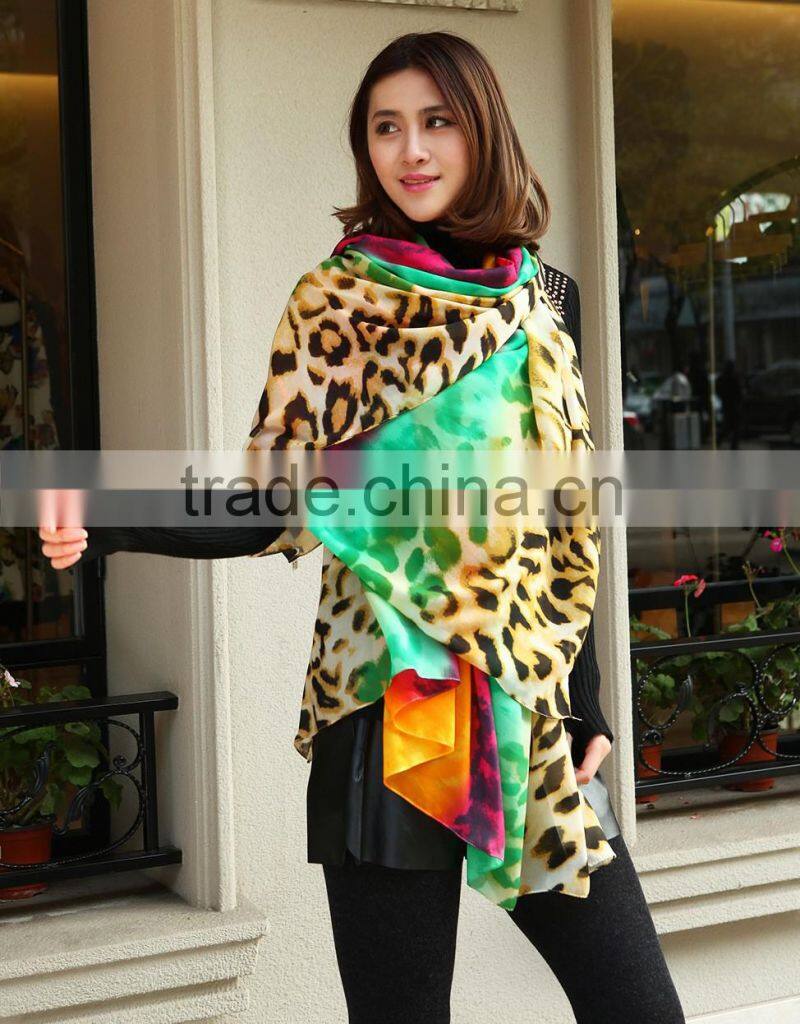 Fashion Women's Long Soft Wrap Lady Shawl Silk Leopard Chiffon Scarf