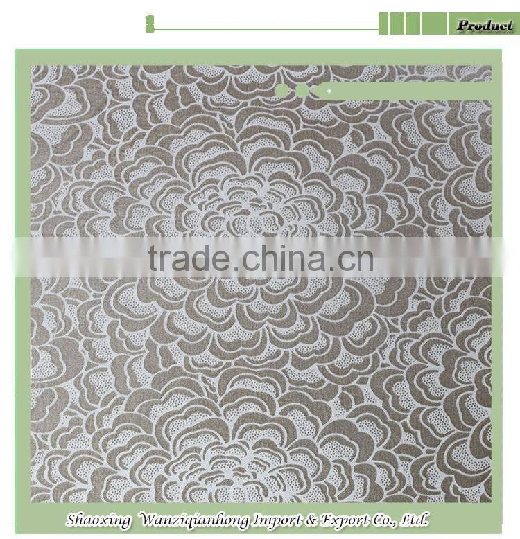 Shaoxing textile floral desigh foil gold scuba knit fabric