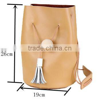 New Arrival Genuine Leather Solid Color Vintage Shoulde Bag,Bucket Bag