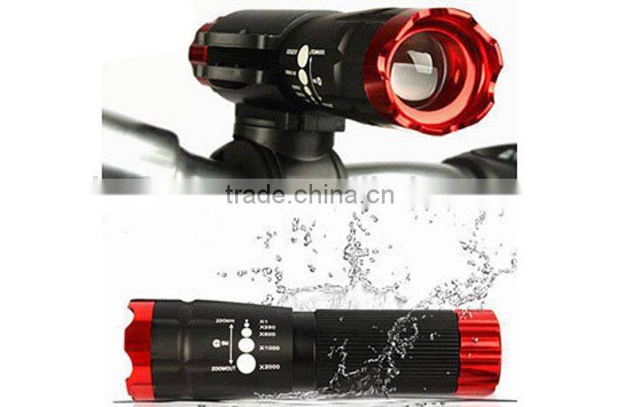 Bicycle dazzle colour rotating zoom Q5 strong light flashlight