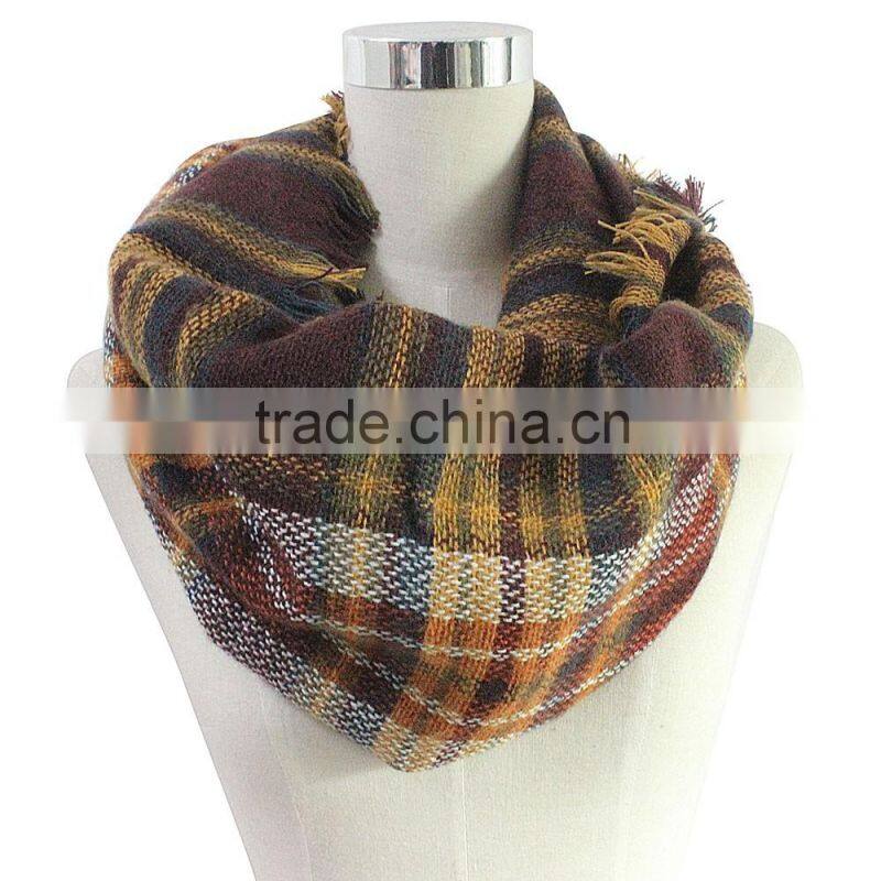 hot selling 2015 brand name tartan plaid oversize viscose fashion scarf, lady scarf