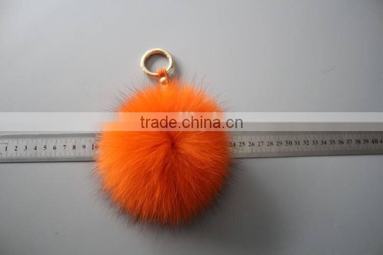 New Design Real Fur KeyChain Key Ring fox Fur Pom Pom Fox Keyrings Accessory For Valentine's Day