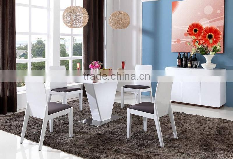 Glass Top Dining Table With MDF Frame Solid Wood Legs A1505#