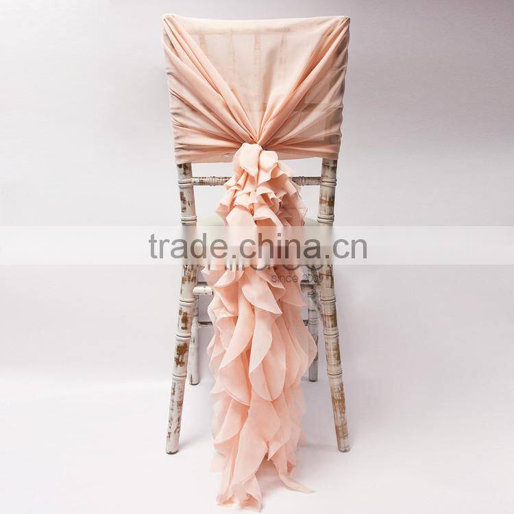 Top quality wholesale hot sale wedding chiffon chair sash wrap sash hood