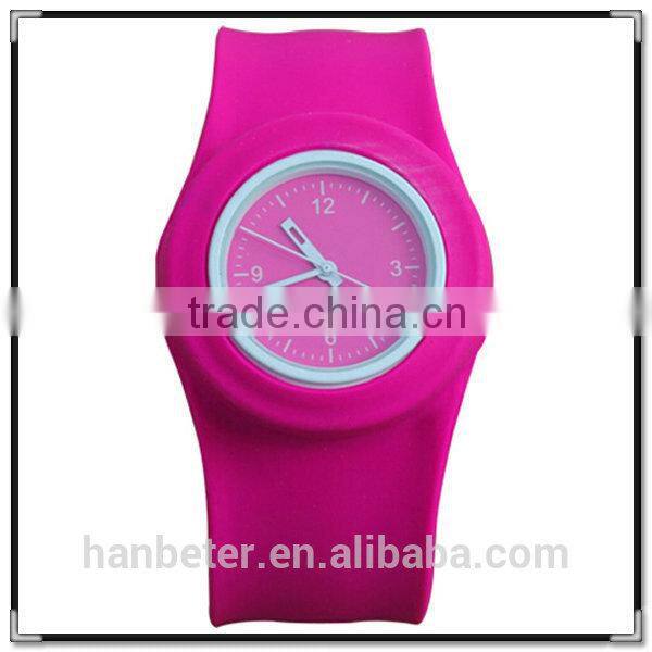 2014 latest hot sale unisex vogue colorful silicone slap watch digital ring watch