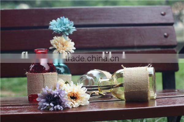 wholesale cheap small round colored glass vase for flower with linen