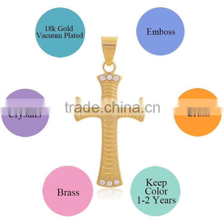ATHENAA New Trendy 18K Gold Plated Jesus Cross Pendant Wholesale American Diamond Jewelry