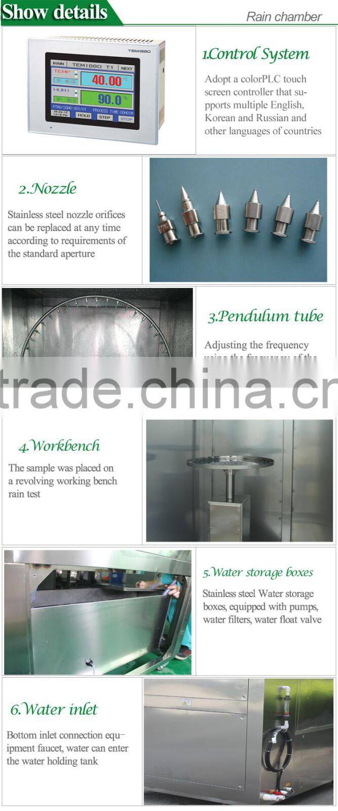 Rain Environmental Test Chamber for Enclosure Water Resistance Test