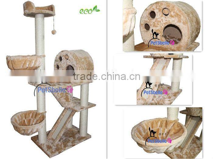 Soft Plush Cat Tree Cat house with sliding board for cat