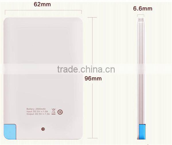 2015 Mini 2500mAh Super Slim Portable Charger Power Bank Pack used for all smart phones