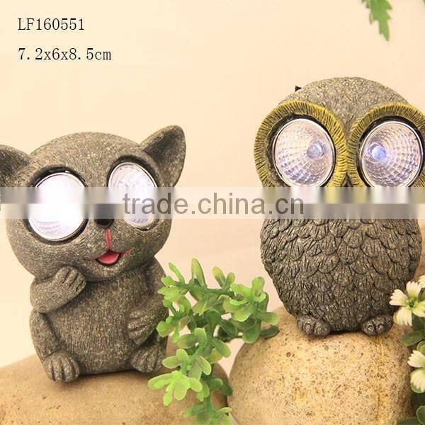 New products polyresin owl solar led lights outdoor
