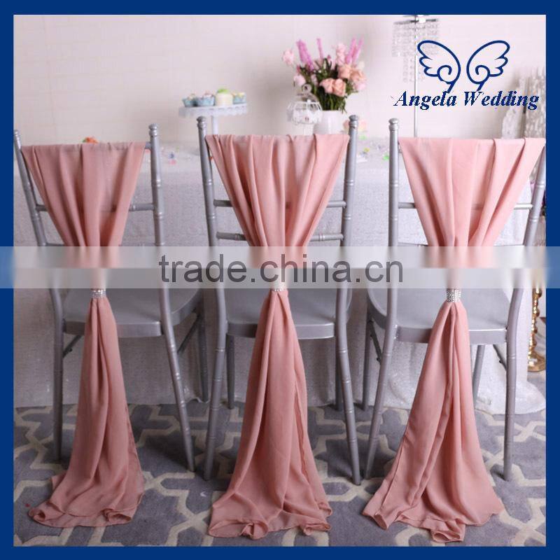 SH004F cheap many colors available custom made wedding turquoise chiffon chair sash with buckle