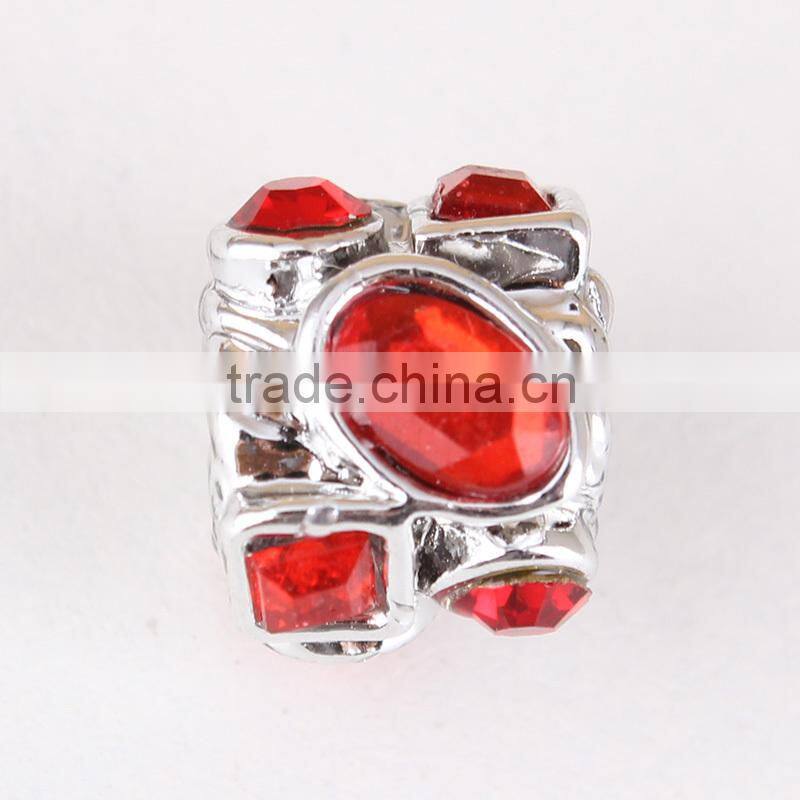 Wholesale red crystal rondelle alloy charms murano beads