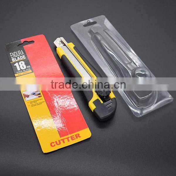 high quality double 18mm blades co-molded safety cutter knife