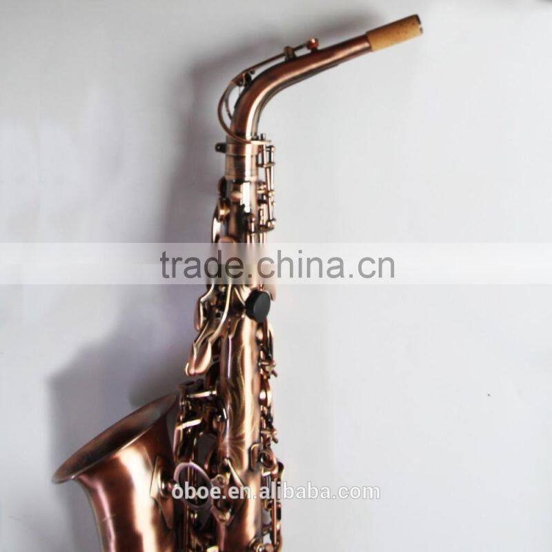 Professional woodwind musical instrument alto saxophone with antique surface finish wholesale