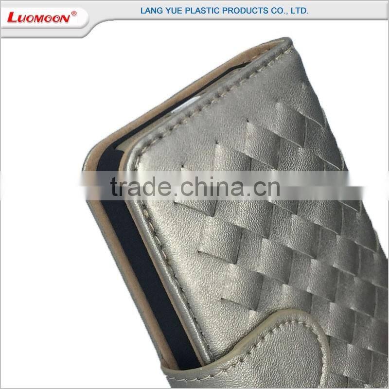card holder woven patttern leather flip case for huawei ascend g700 g7 G620/C8817L G6/P6 MINI