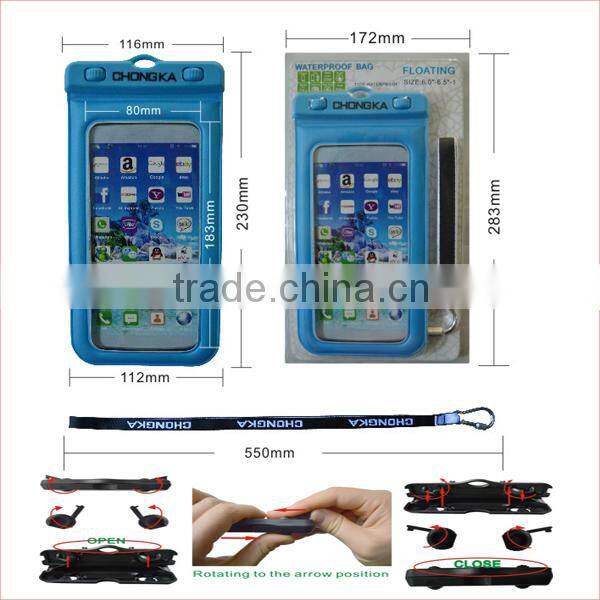 Customer Design Logo Cell Phone Waterproof Bag with String for Underwater Swimming